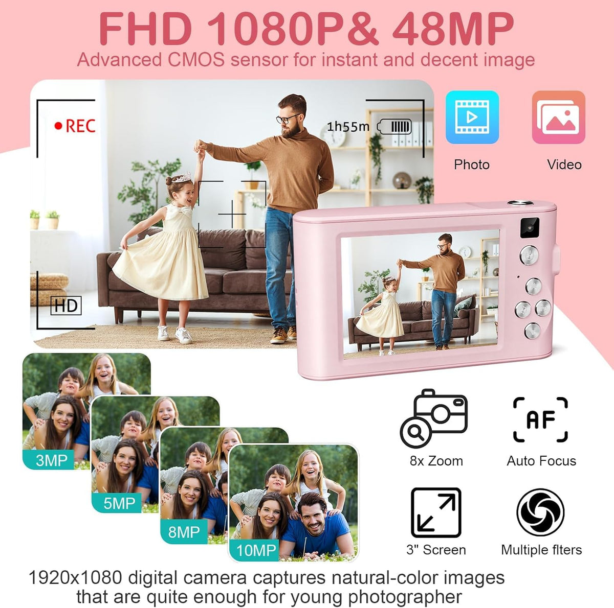 Kids Digital Camera Christmas Birthday Gifts With 32GB SD Card - image 3