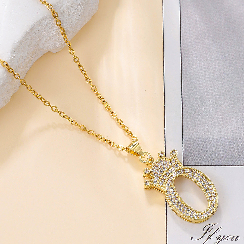 1PCS Fashionable Gold Diamond Crown Uppercase Letter Popular Pendant N - image 8