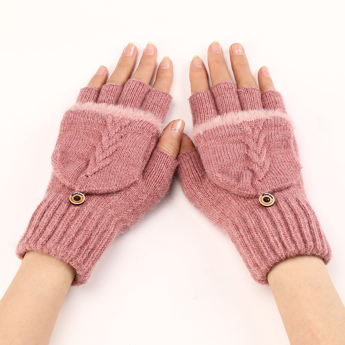 Wool Fingerless Gloves Women's Warm Fashionable Knitted Half Finger Ov - image 8