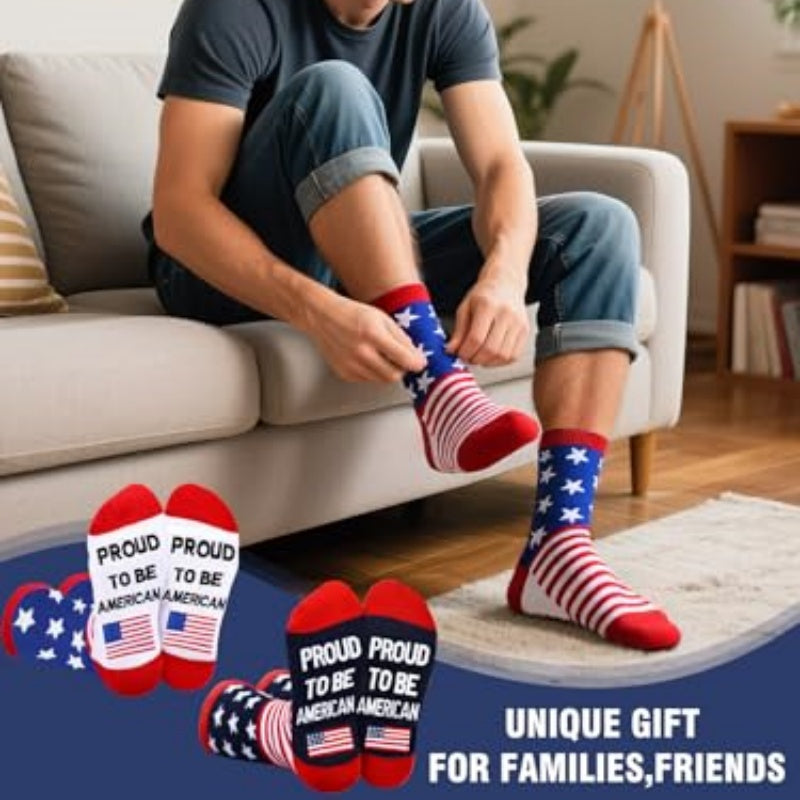 2 Pairs American USA Flag Socks Proud To Be An American Socks Funny Cr - image 6