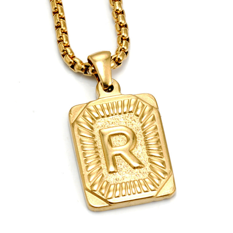 European And American Fashion Men's All-stainless Steel Letter Pendant - image 6
