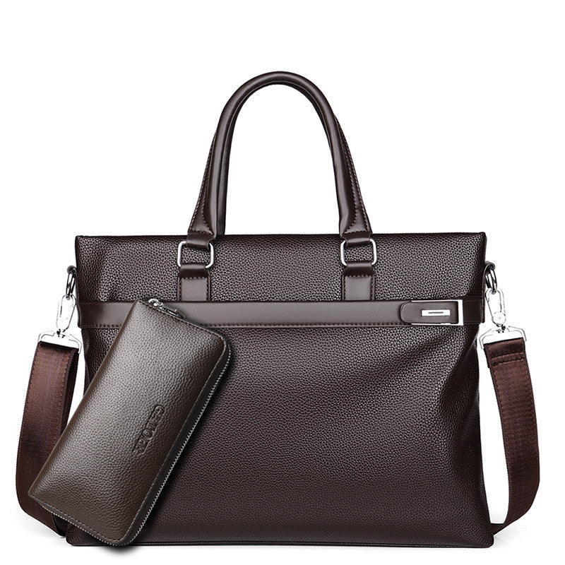 Large Capacity Business Handbag Men's Soft Leather Briefcase - image 8