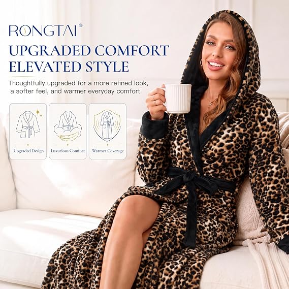 Women's Plush Hooded Bathrobe - image 3