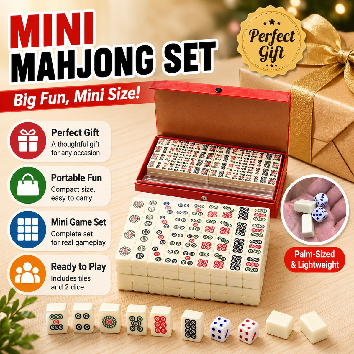 Pocket Mahjong Set, 144 Mini Tiles with Travel Case - image 6