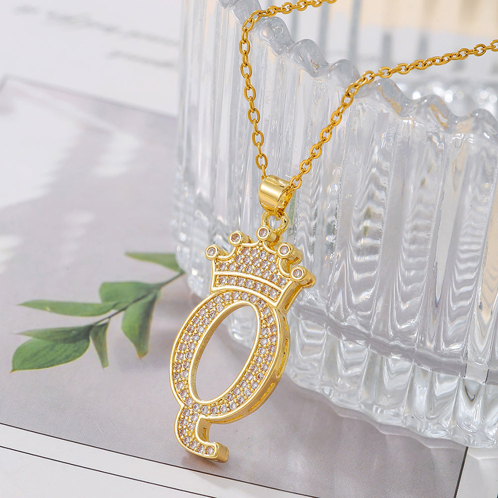1PCS Fashionable Gold Diamond Crown Uppercase Letter Popular Pendant N - image 9