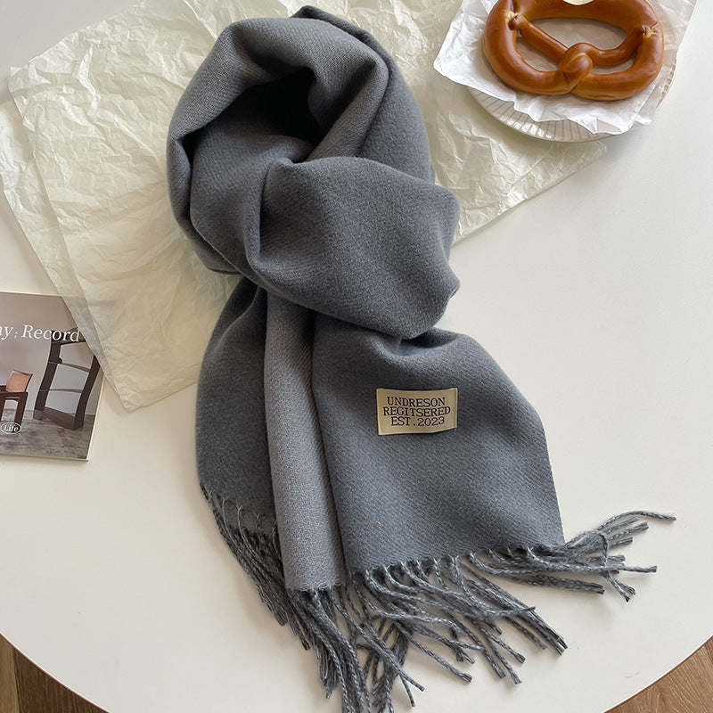 Double-sided Artificial Cashmere Scarf Women's Winter Warm Couple - image 3