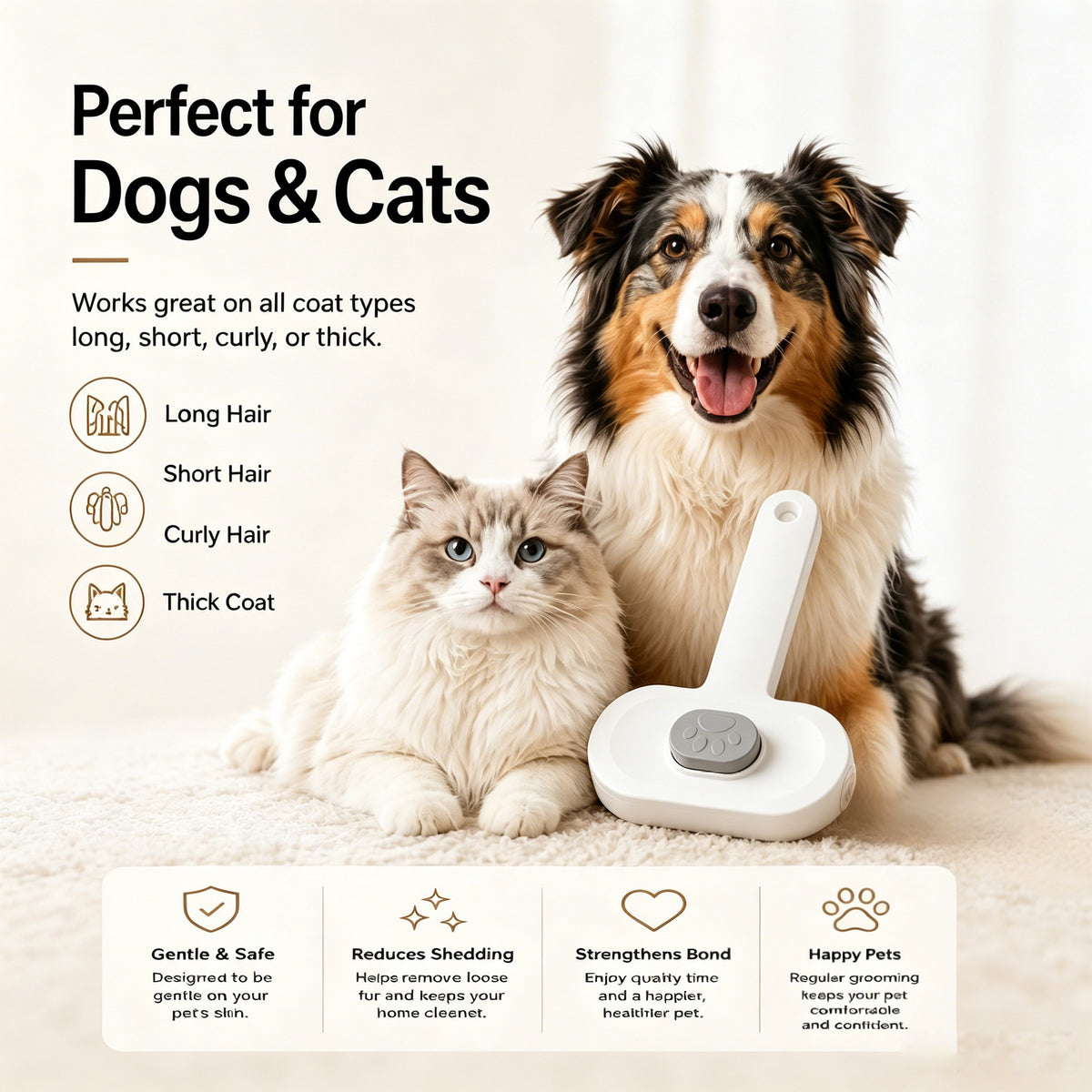 Self-Cleaning Pet Slicker Brush for Cats & Dogs - image 6
