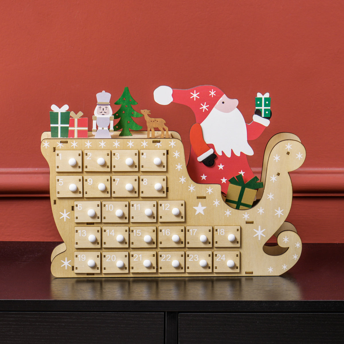 Wooden Christmas Advent Calendar with 24 Drawers - image 1