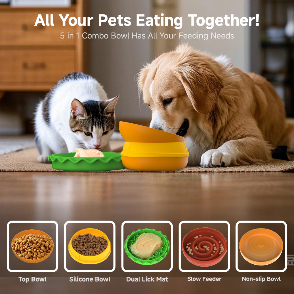 Hamburger Appearance Pet Cat And Dog Bowl Combination Multi-layer Five - image 4