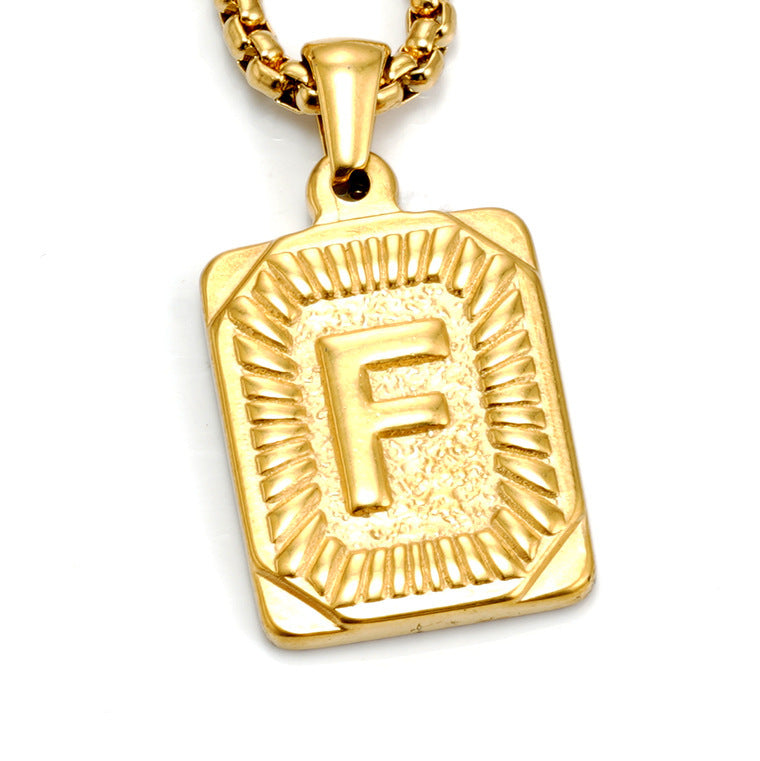 European And American Fashion Men's All-stainless Steel Letter Pendant - image 2