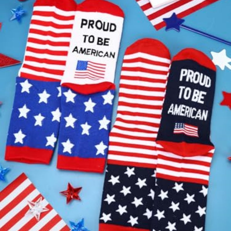 2 Pairs American USA Flag Socks Proud To Be An American Socks Funny Cr - image 2