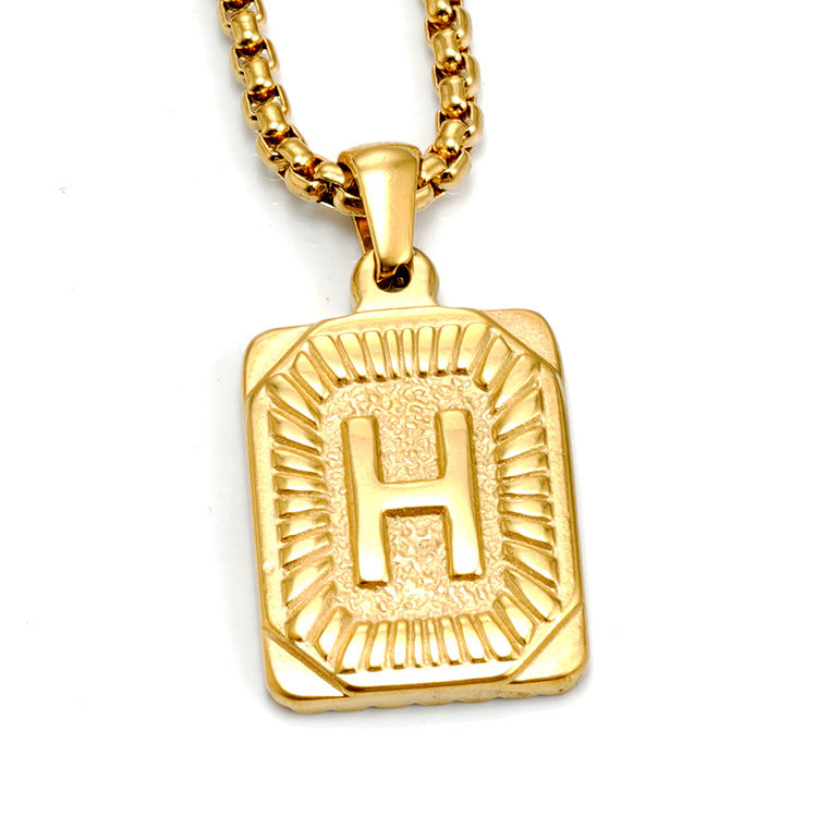 European And American Fashion Men's All-stainless Steel Letter Pendant - image 1