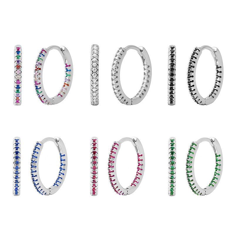 Circle Female Earrings Ear Clip Multicolor Zircon Elegant - image 7