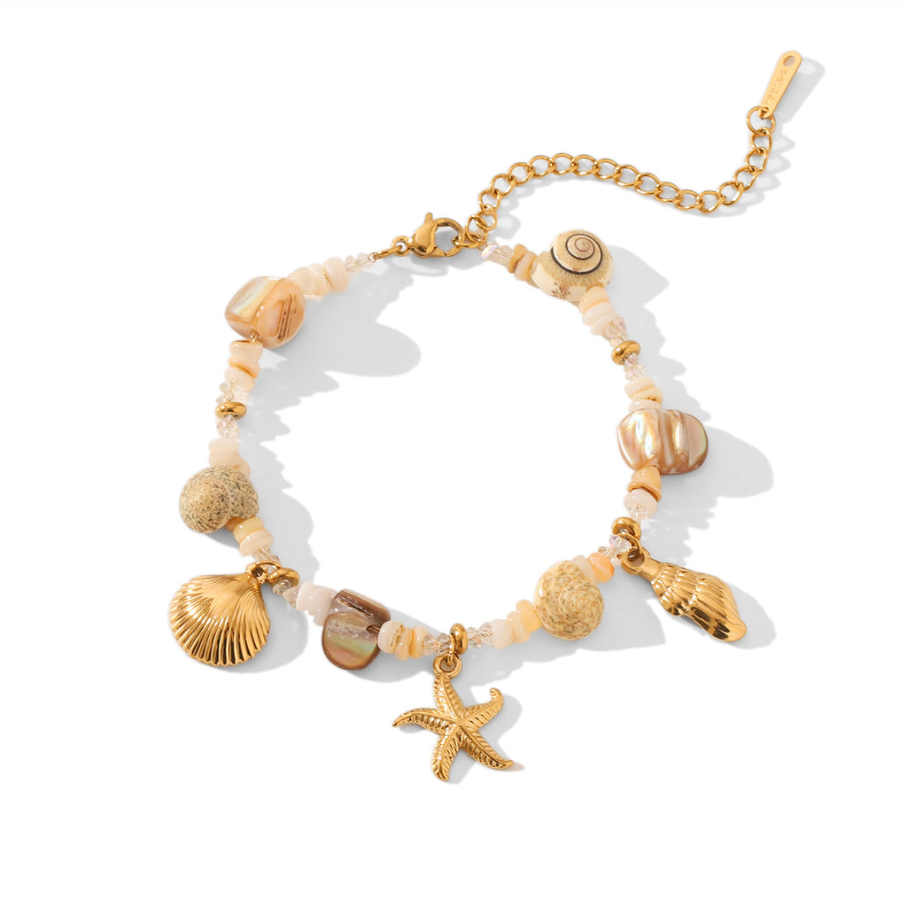 Stainless Steel Conch & Starfish Shell Bracelet - image 4