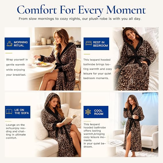 Women's Plush Hooded Bathrobe - image 4