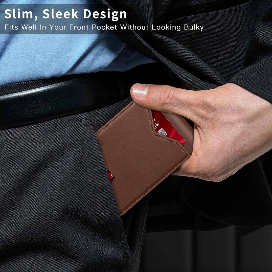 Real Leather Wallet For Men, Slim Bifold Wallet Minimalist Front Pocke - image 1