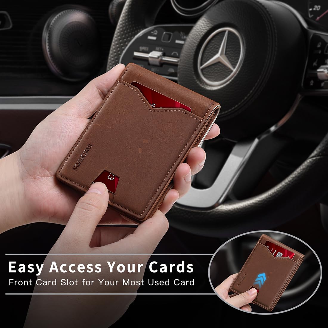 Real Leather Wallet For Men, Slim Bifold Wallet Minimalist Front Pocke - image 6