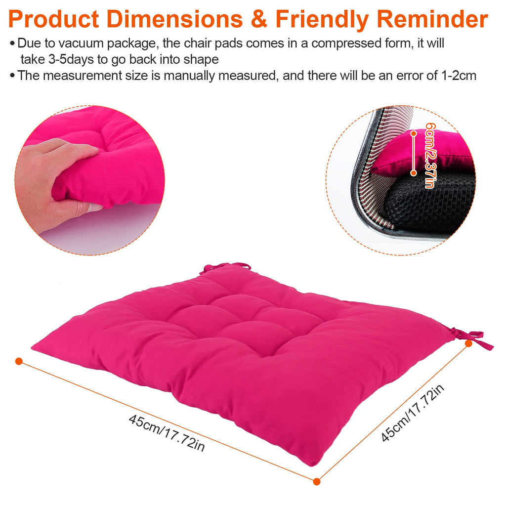 4Pcs Chair Cushion Pads Pillow 17.72x17.72x2.37in Soft Tie On Square S - image 8