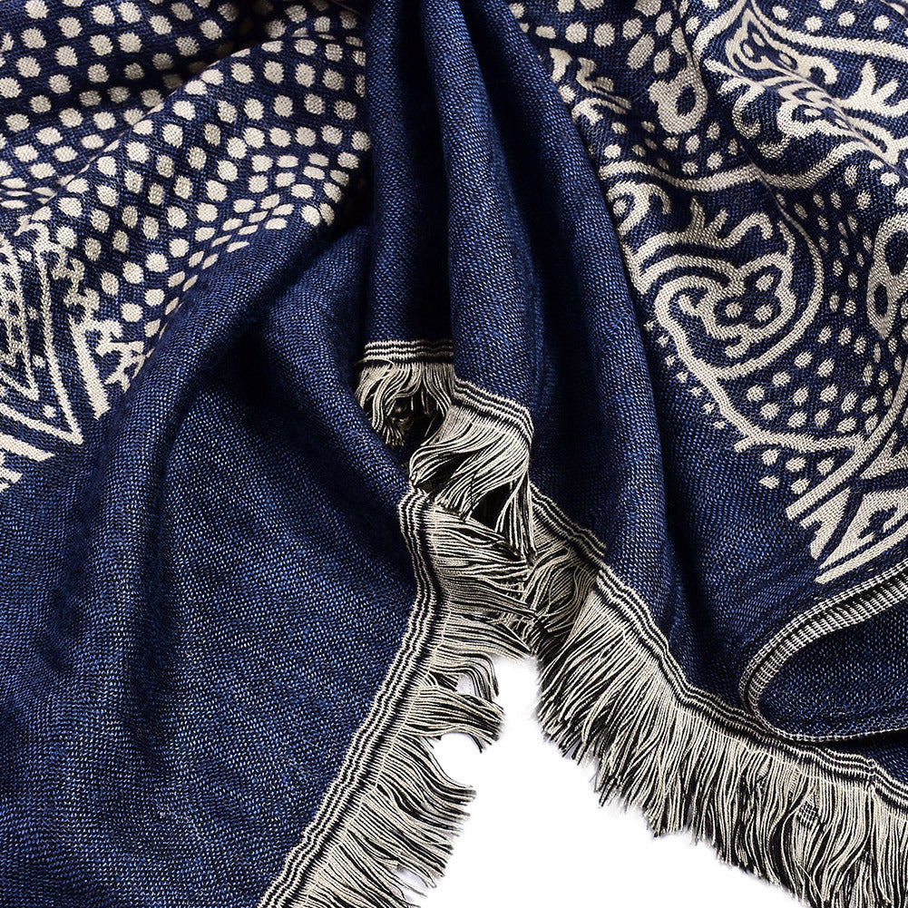 Cotton And Linen Yarn-dyed Scarf Short Beard Ethnic Style - image 2