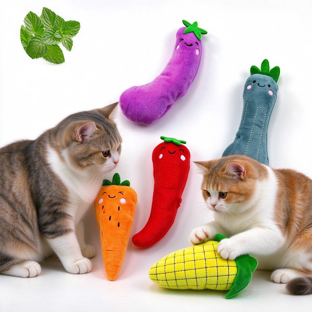 5 Pack Vegetable Catnip Plush Kicker Toys - image 1