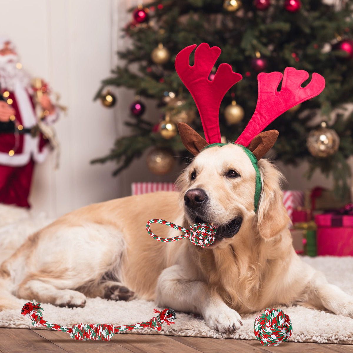 Set Of 5Pcs Christmas Dog Rope Chew Toys Dog Interactive Toys Set For  - image 8