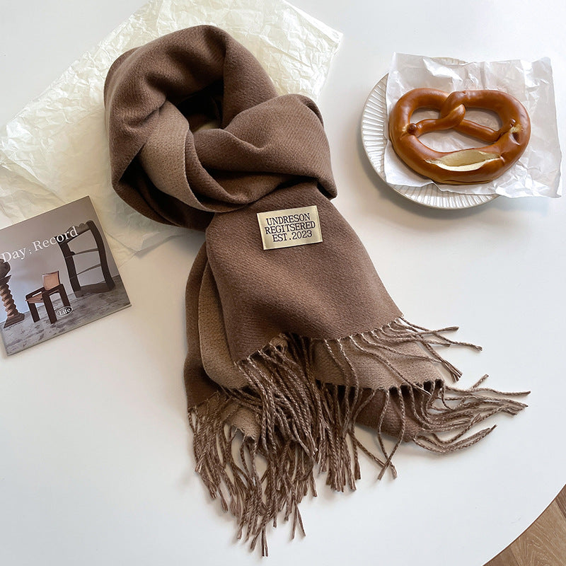 Double-sided Artificial Cashmere Scarf Women's Winter Warm Couple - image 9