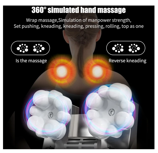 Shiatsu Back Neck And Shoulder Massager With Heat Deep Tissue 3D Knead - image 3