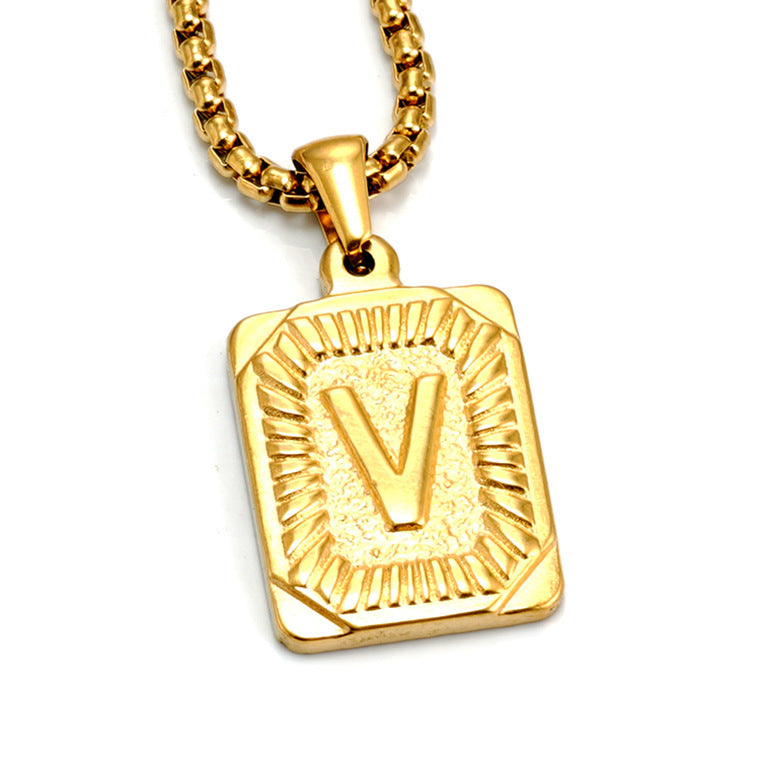 European And American Fashion Men's All-stainless Steel Letter Pendant - image 11