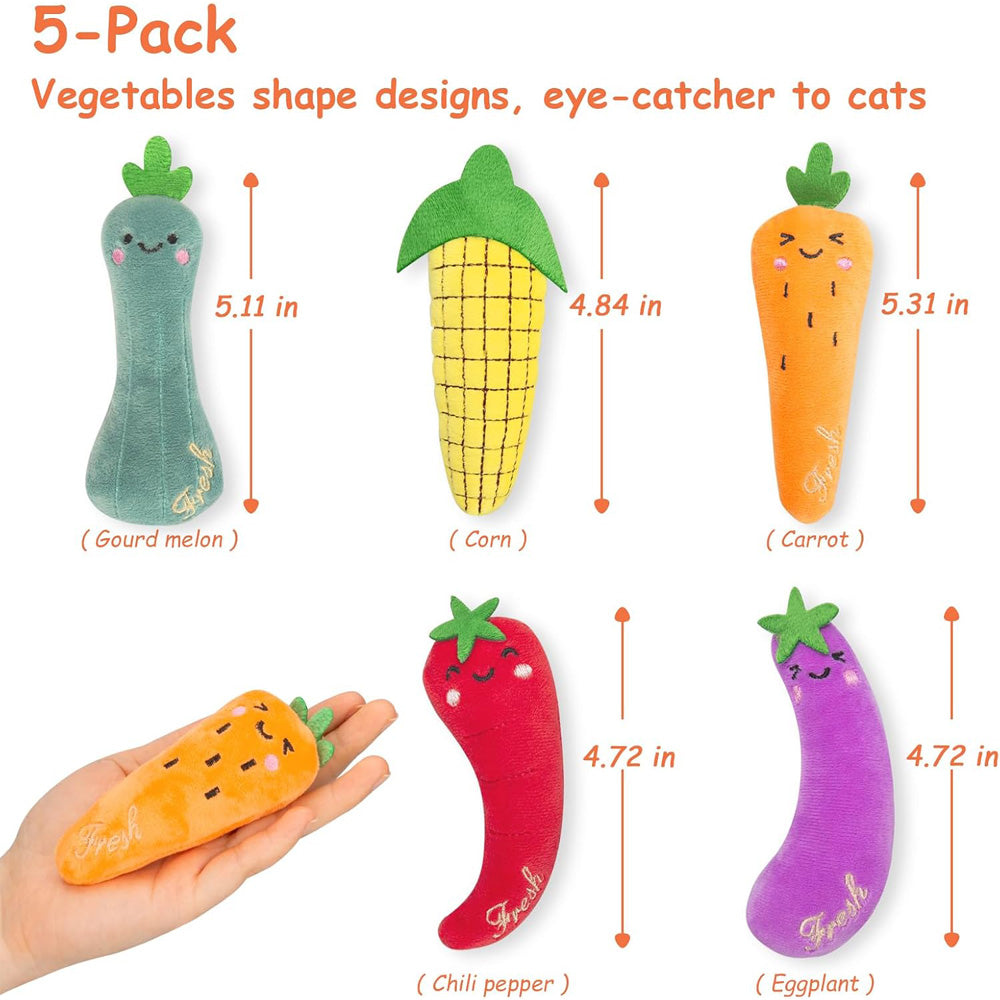 5 Pack Vegetable Catnip Plush Kicker Toys - image 4