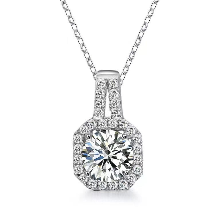 Moissanite S925 Sterling Silver Necklace For Women All-match Niche Hig - image 2