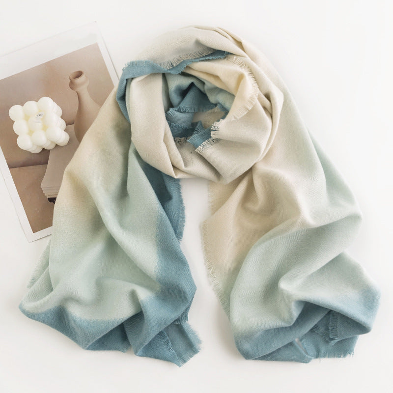 Herringbone Pattern Monochrome Artificial Cashmere Scarf Women's Simpl - image 7
