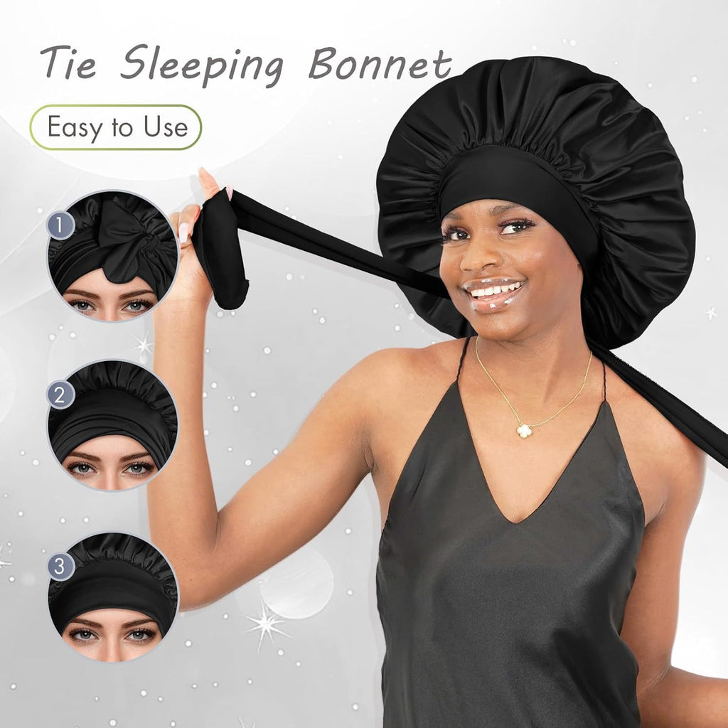 Satin Sleep Bonnet with Bow - image 3
