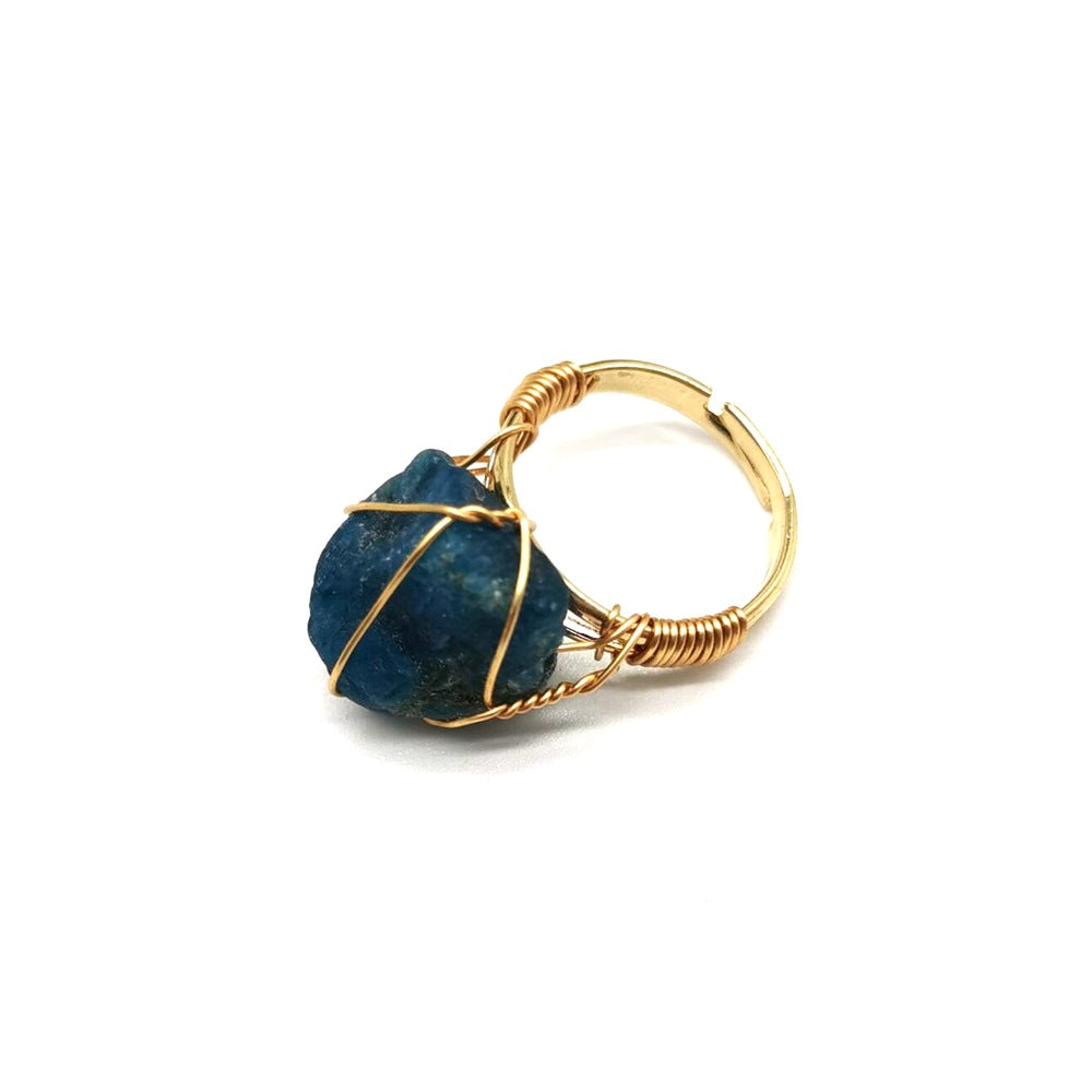 Personality Hand Wrapped Rough Stone Agate Ring - image 7