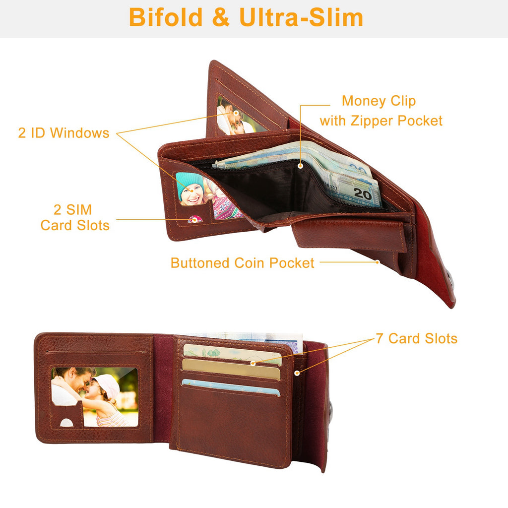Men's Slim PU Leather Wallet with 2 ID Windows & Coin Pocket - image 2