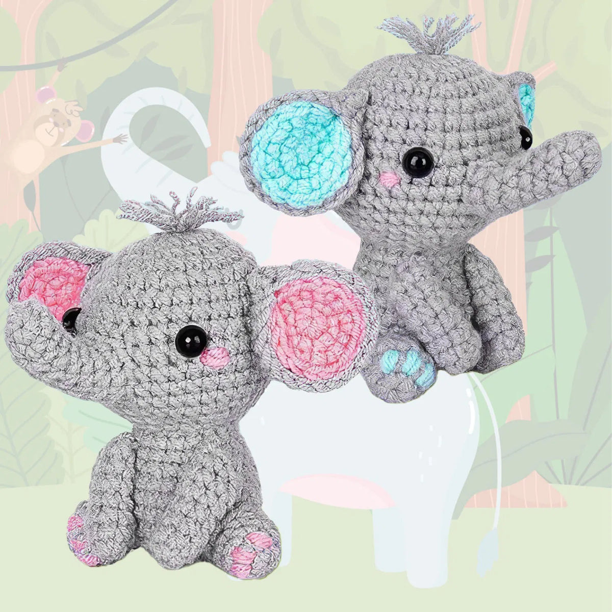 Beginner Crochet Kit, 2 Elephants - image 4