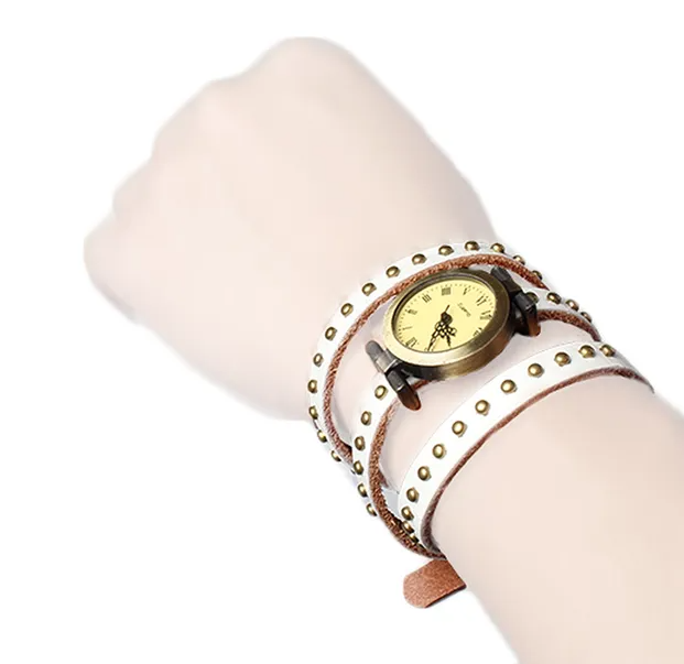 Fashionable Rivet Leather Belt Retro Watch Hand Chain - image 3