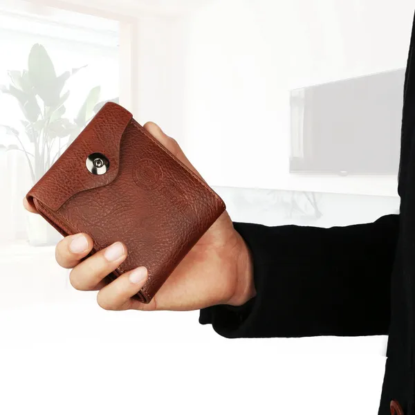 Men's Slim Bifold PU Leather Wallet, RFID Blocking - image 1