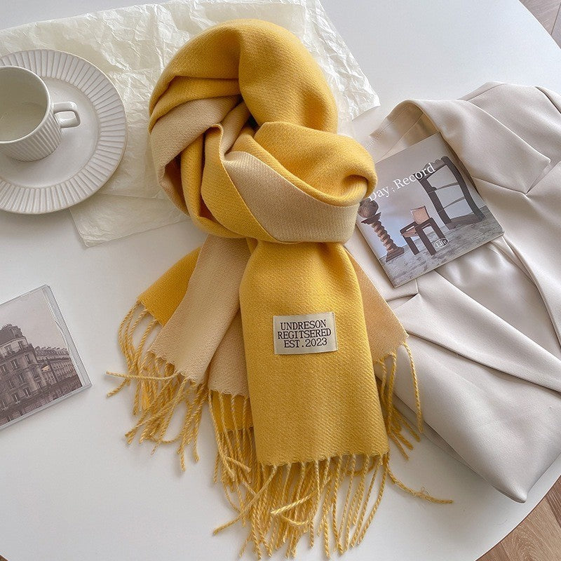 Double-sided Artificial Cashmere Scarf Women's Winter Warm Couple - image 12