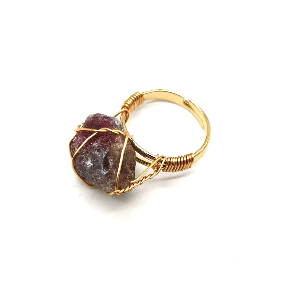 Personality Hand Wrapped Rough Stone Agate Ring - image 6