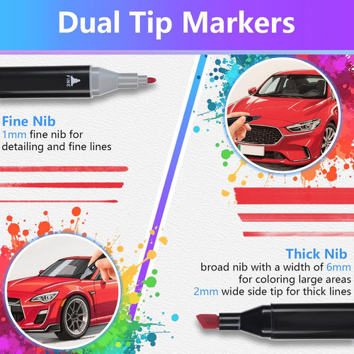 100 Colors Double Tip Brush Pens, Watercolor-Based Markers - image 1