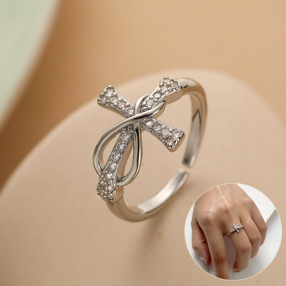 Simple Color Matching Copper Ring Fashion Cross Evil Rings For Women G - image 3
