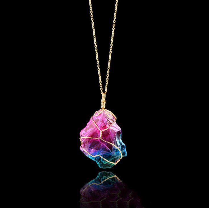 Seven-color, Natural Stone Rough Stone Winding, Crystal Pendant Transp - image 3