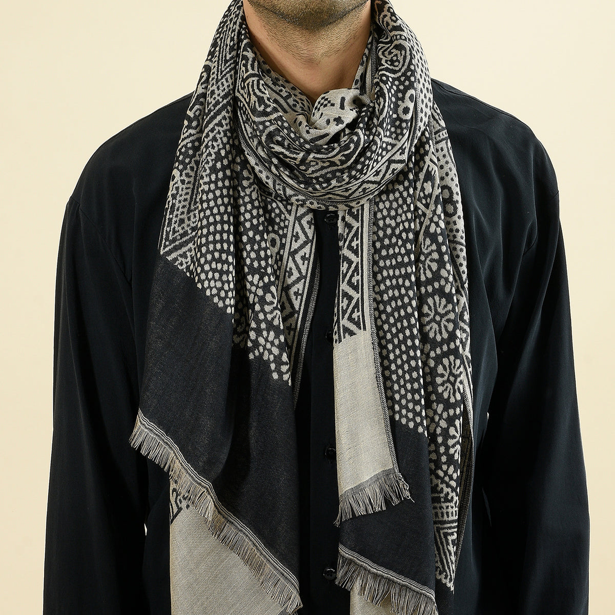 Cotton And Linen Yarn-dyed Scarf Short Beard Ethnic Style - image 5