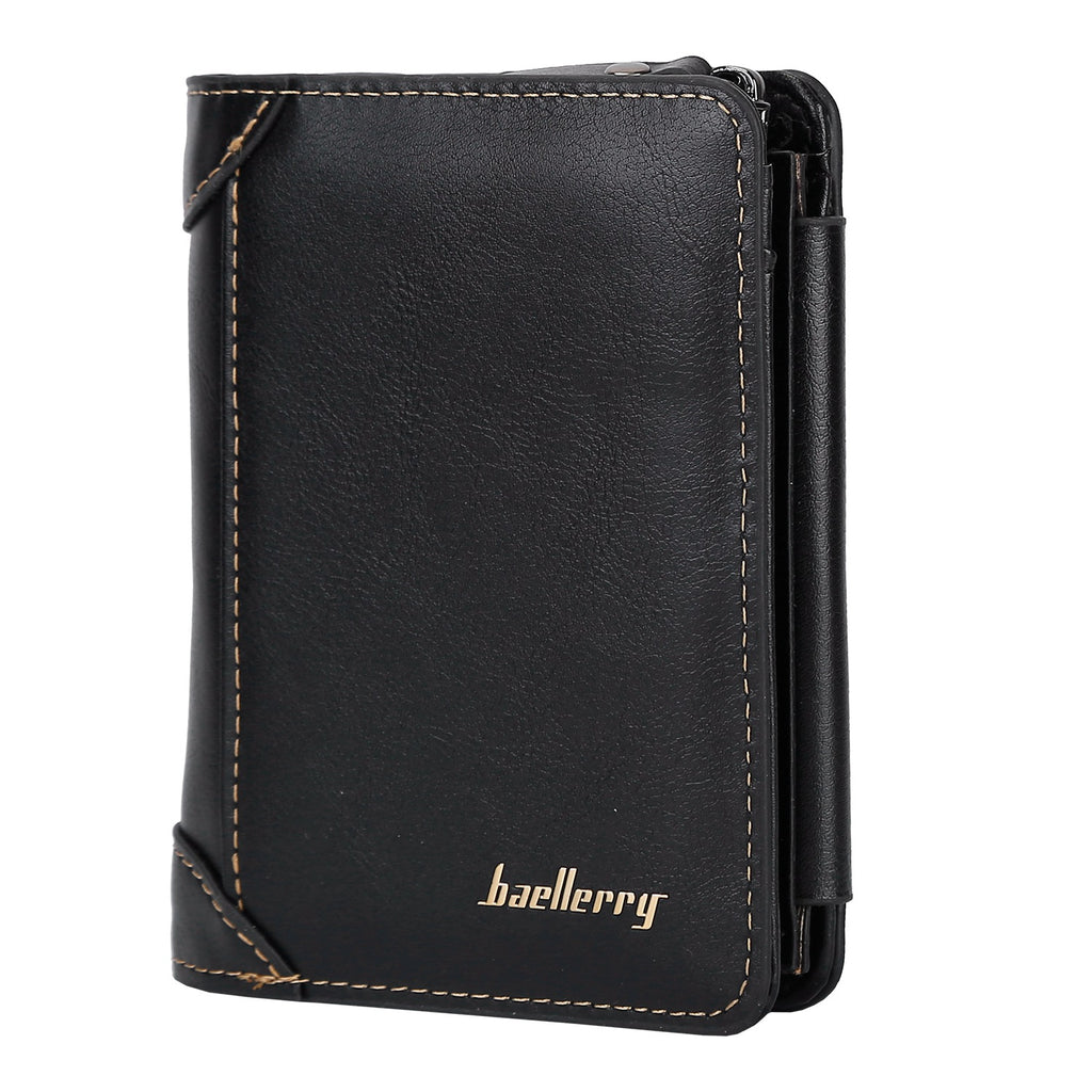 Men's Trifold Leather Wallet with Zip Pocket & ID Window - image 4