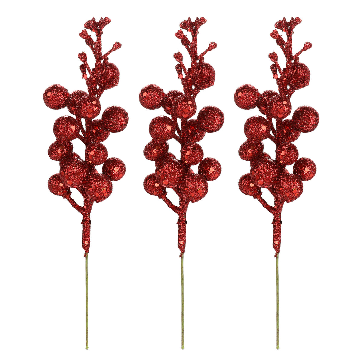 3Pcs Xmas Tree Decoration Berries Shining Sequined Simulated Wreath Ra - image 4