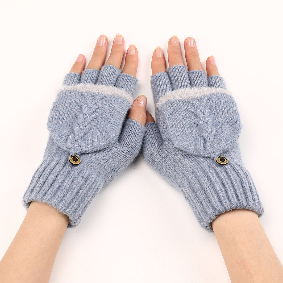 Wool Fingerless Gloves Women's Warm Fashionable Knitted Half Finger Ov - image 1