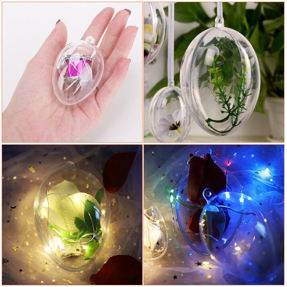 5 PCS Clear Plastic Christmas Balls Baubles Sphere Fillable Xmas Tree  - image 2