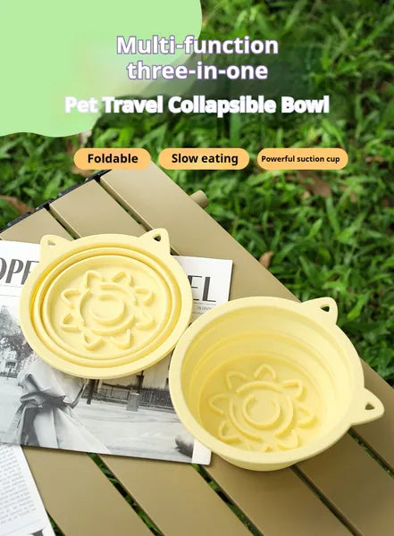 3-in-1 Pet Travel Collapsible Bowl Foldable Slow-Feeder With Strong Su - image 7