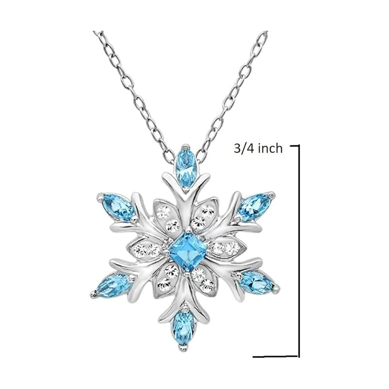 Silver-Tone Snowflake Crystal Pendant Necklace - image 3