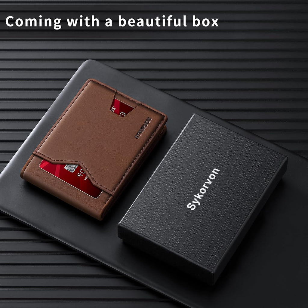 Real Leather Wallet For Men, Slim Bifold Wallet Minimalist Front Pocke - image 2